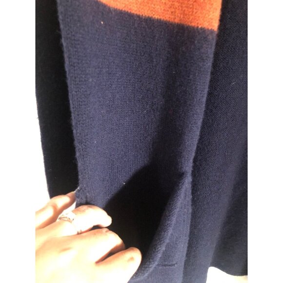 Birds of Paradis Trovata Colorblock Navy Rust Wool Open Duster Cardigan Small - Picture 4 of 7
